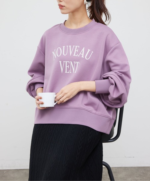 Chez toi（シェトワ）の「軽量ボンディングフロッキーロゴプルオーバー（スウェット・レディース・ブラック/カーキ/アイボリー/バイオレット・FREE）」の6枚目の写真