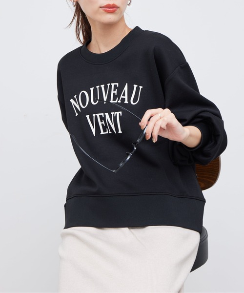 Chez toi（シェトワ）の「軽量ボンディングフロッキーロゴプルオーバー（スウェット・レディース・ブラック/カーキ/アイボリー/バイオレット・FREE）」の15枚目の写真