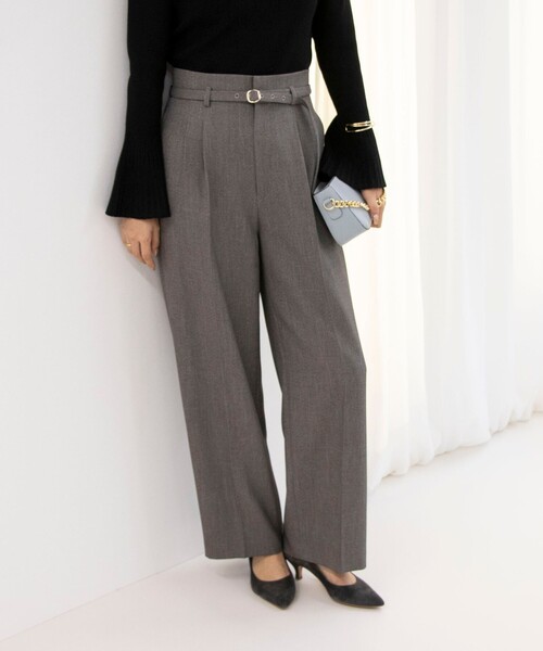 NOLLEY’S Sophi（ノーリーズソフィ）の「ウォッシャブルウール調合繊ベルト付きワイドパンツ（その他パンツ・レディース・ベージュ系その他3/オフホワイト/グレー系その他3・34/36/38）」の3枚目の写真
