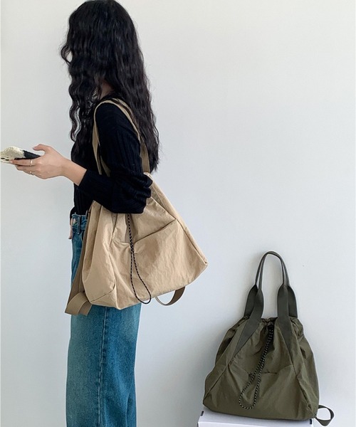 LYEON（リヨン）の「ドロストナップサック（バックパック/リュック・レディース・ブラック/カーキ/ベージュ・FREE）」の17枚目の写真