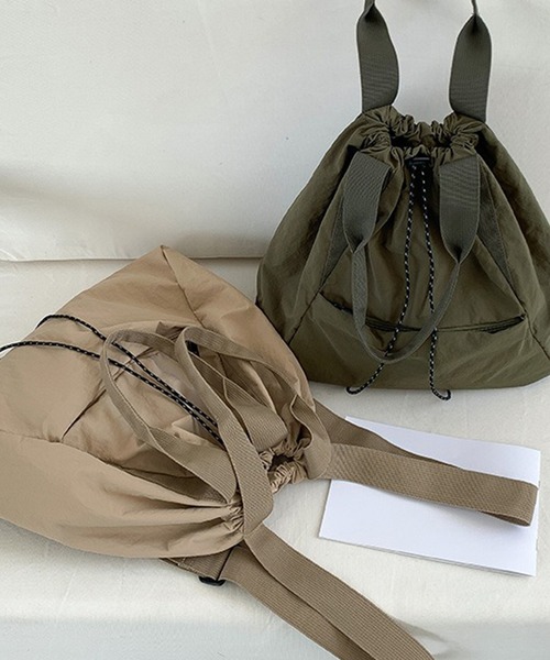 LYEON（リヨン）の「ドロストナップサック（バックパック/リュック・レディース・ブラック/カーキ/ベージュ・FREE）」の6枚目の写真