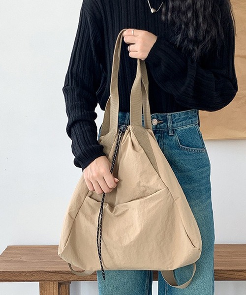 LYEON（リヨン）の「ドロストナップサック（バックパック/リュック・レディース・ブラック/カーキ/ベージュ・FREE）」の13枚目の写真