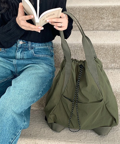 LYEON（リヨン）の「ドロストナップサック（バックパック/リュック・レディース・ブラック/カーキ/ベージュ・FREE）」の21枚目の写真