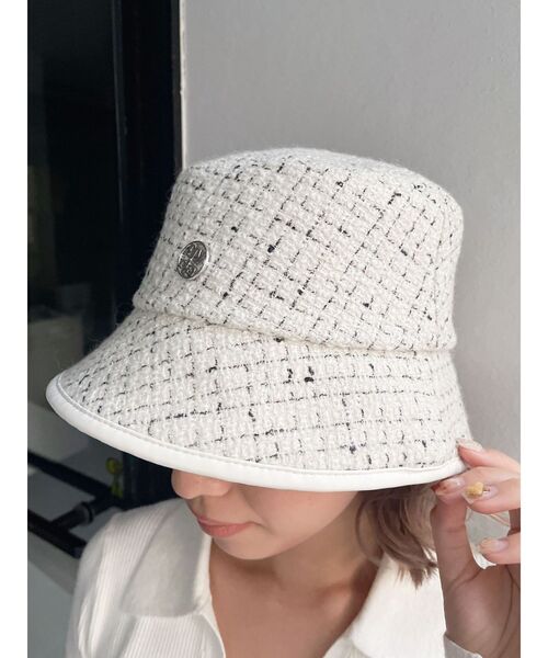 GYDA(ジェイダ)の「gydaモチーフ ツィードバケットハット(ハット・レディース・オフホワイト/ブラック・FREE)」の3枚目の写真