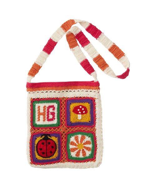 HYSTERIC GLAMOUR（ヒステリックグラマー）の「HG SQUARE 手編みサコッシュ（トートバッグ・レディース・ブラック/ホワイト・FREE）」の4枚目の写真