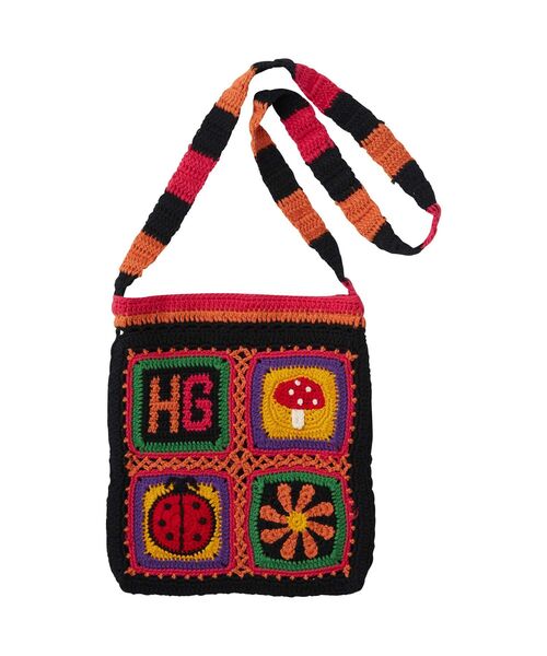 HYSTERIC GLAMOUR（ヒステリックグラマー）の「HG SQUARE 手編みサコッシュ（トートバッグ・レディース・ブラック/ホワイト・FREE）」の3枚目の写真