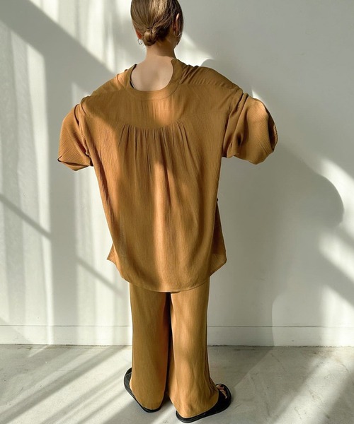 select MOCA by son（セレクトモカバイソン）の「リラックスギャザーワイドパンツ（その他パンツ・レディース・ブラウン/ブラック/アイボリー・FREE）」の6枚目の写真