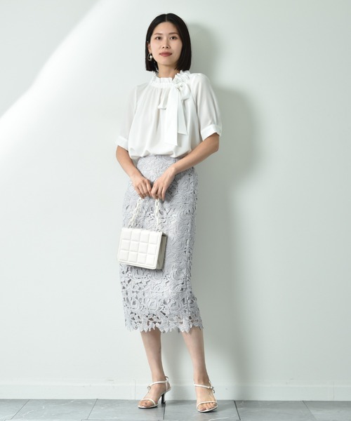 INTERPLANET（インタープラネット）の「ケミカルレースＢＡＣＫファスナータイトスカート（スカート・レディース・ブラック/パープル/ライトグレー/ベージュ/ネイビー・FREE）」の6枚目の写真