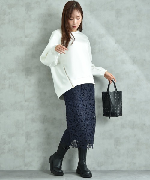 INTERPLANET（インタープラネット）の「ケミカルレースＢＡＣＫファスナータイトスカート（スカート・レディース・ブラック/パープル/ライトグレー/ベージュ/ネイビー・FREE）」の22枚目の写真