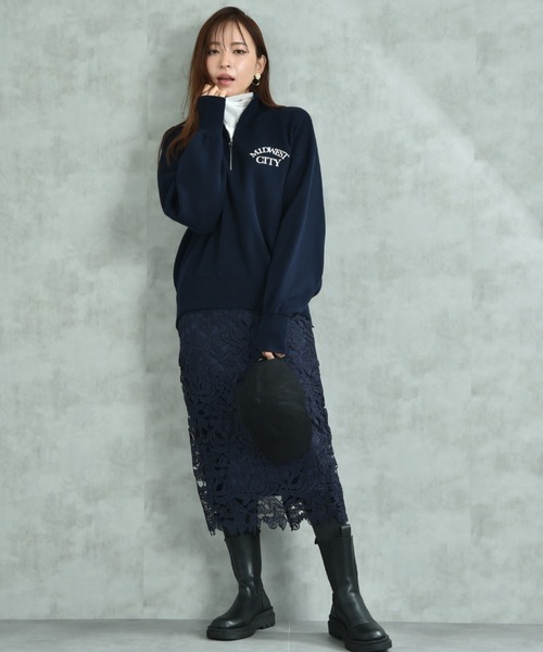 INTERPLANET（インタープラネット）の「ケミカルレースＢＡＣＫファスナータイトスカート（スカート・レディース・ブラック/パープル/ライトグレー/ベージュ/ネイビー・FREE）」の11枚目の写真