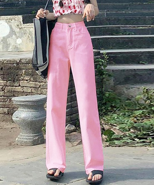 専用＊vintage pants カジュアル ストレートパンツ roku ピンク vintage pants カジュアル ストレートパンツ roku 古着 ピンク