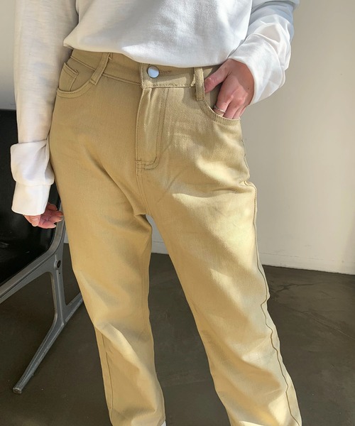 SHEPP(シープ)の「カラー ストレートデニムパンツ(デニムパンツ・レディース・グレー/ピンク/ブラック/ライトブルー/イエロー/ベージュ/ブルー・S/M/L)」の22枚目の写真