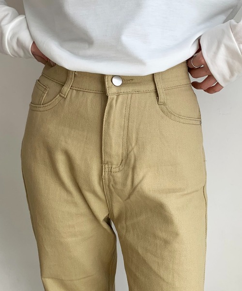 【HUECLOSET】★関税込★ベージュ デニム パンツ セール】カラーデニムセミワイドパンツ（デニムパンツ）｜coca