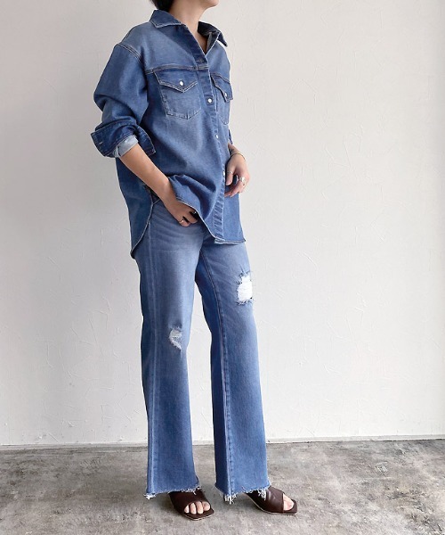 RASW（ラス）の「[RASW]2typeストレートデニムパンツ（デニムパンツ・レディース・ブルー系その他/サックスブルー/ブルー/ブルー系その他2/ブルー系その他3・S/M/L）」の9枚目の写真