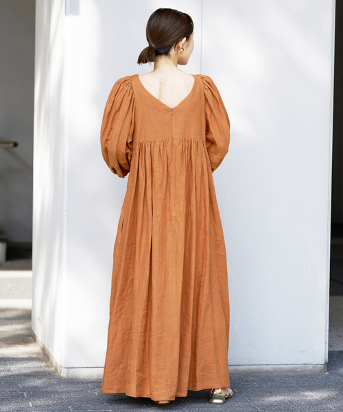 VERMEIL par iena（ヴェルメイユパーイエナ）の「《追加》ベルギーリネンワンピース（ワンピース・レディース・チャコールグレー/ブラウン/グリーン・FREE）」の19枚目の写真