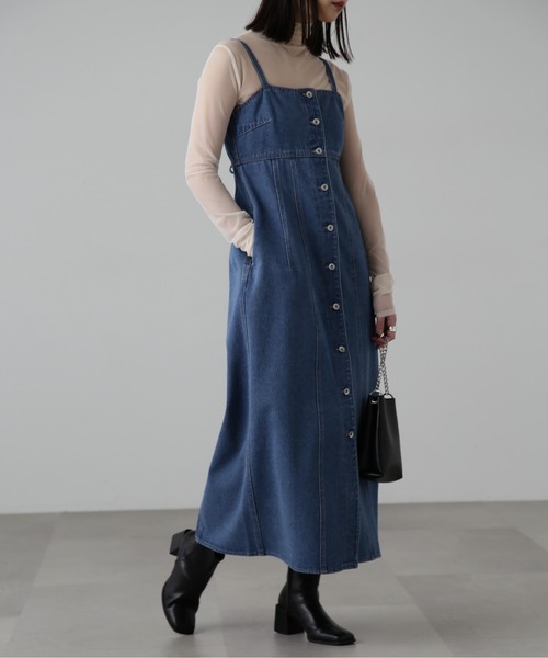 FREE'S MART（フリーズマート）の「[低身長サイズ/Sシリーズ]フロントボタンデニムキャミワンピース（ワンピース・レディース・インディゴブルー/ライトインディゴブルー・SMALL/MEDIUM/X-SMALL）」の10枚目の写真