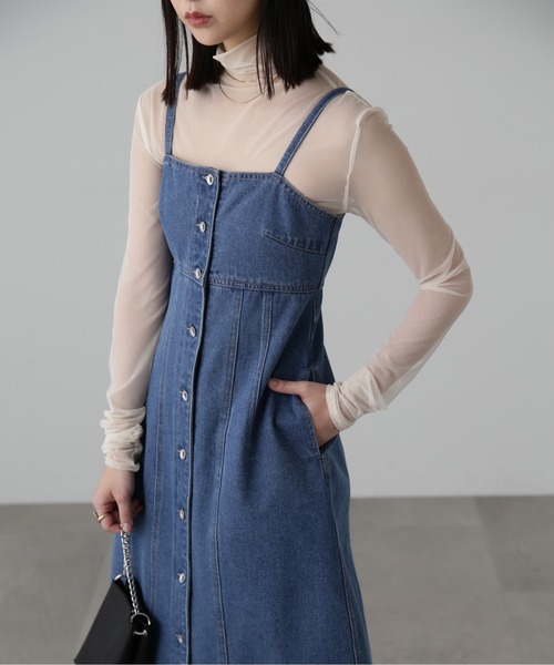 FREE'S MART（フリーズマート）の「[低身長サイズ/Sシリーズ]フロントボタンデニムキャミワンピース（ワンピース・レディース・インディゴブルー/ライトインディゴブルー・SMALL/MEDIUM/X-SMALL）」の5枚目の写真