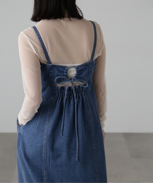 FREE'S MART（フリーズマート）の「[低身長サイズ/Sシリーズ]フロントボタンデニムキャミワンピース（ワンピース・レディース・インディゴブルー/ライトインディゴブルー・SMALL/MEDIUM/X-SMALL）」の7枚目の写真