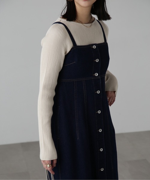 FREE'S MART（フリーズマート）の「[低身長サイズ/Sシリーズ]フロントボタンデニムキャミワンピース（ワンピース・レディース・インディゴブルー/ライトインディゴブルー・SMALL/MEDIUM/X-SMALL）」の14枚目の写真