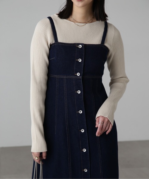 FREE'S MART（フリーズマート）の「[低身長サイズ/Sシリーズ]フロントボタンデニムキャミワンピース（ワンピース・レディース・インディゴブルー/ライトインディゴブルー・SMALL/MEDIUM/X-SMALL）」の15枚目の写真