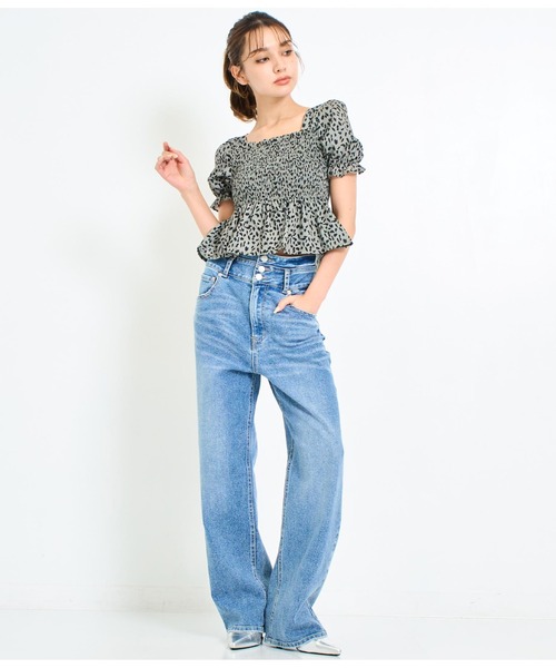 ANAP(アナップ)の「3つボタンストレッチストレートパンツ(デニムパンツ・レディース・ブラック/ブルー・M/S)」の9枚目の写真