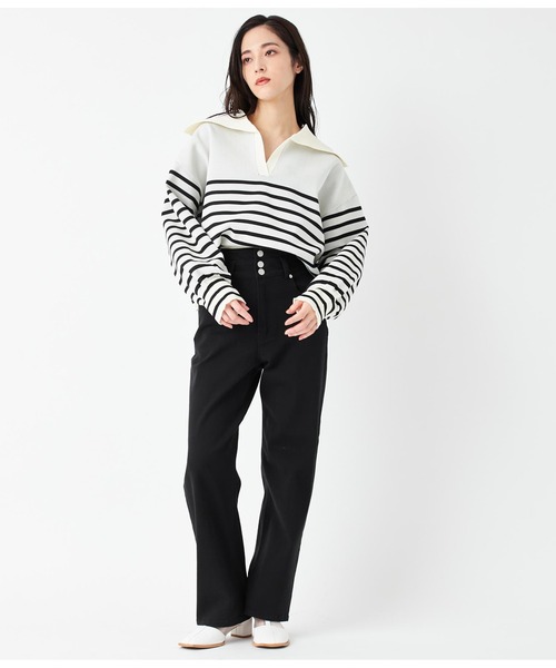 ANAP(アナップ)の「3つボタンストレッチストレートパンツ(デニムパンツ・レディース・ブラック/ブルー・M/S)」の5枚目の写真