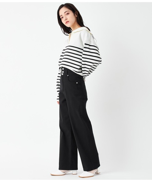 ANAP(アナップ)の「3つボタンストレッチストレートパンツ(デニムパンツ・レディース・ブラック/ブルー・M/S)」の6枚目の写真