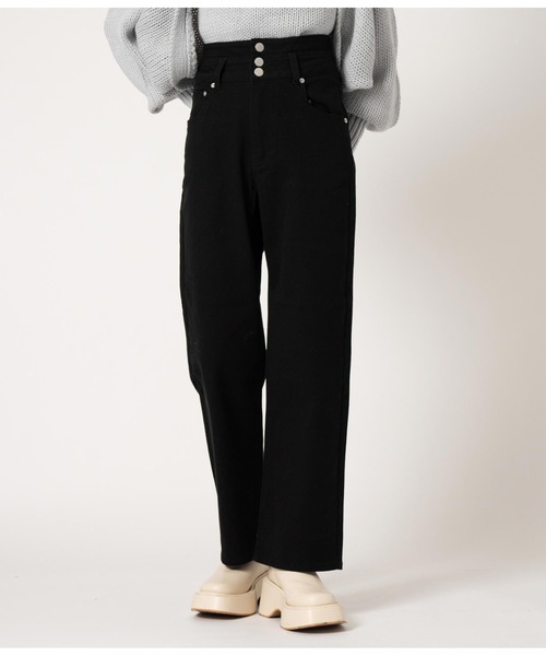 ANAP(アナップ)の「3つボタンストレッチストレートパンツ(デニムパンツ・レディース・ブラック/ブルー・M/S)」の8枚目の写真