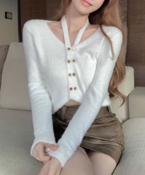 セール】ホルターネックニットカーディガン（カーディガン/ボレロ