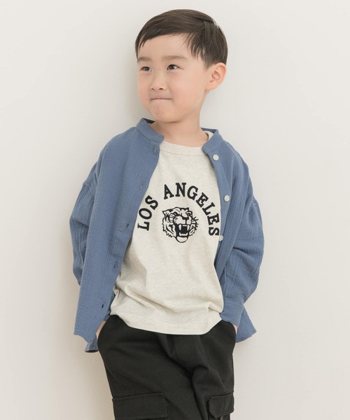 URBAN RESEARCH DOORS（アーバンリサーチドアーズ）の「Wガーゼルーズシャツ(KIDS)（シャツ/ブラウス・キッズ・ブルー/オフホワイト・120/105/135）」の2枚目の写真