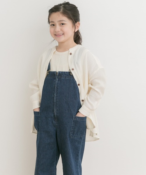 URBAN RESEARCH DOORS（アーバンリサーチドアーズ）の「Wガーゼルーズシャツ(KIDS)（シャツ/ブラウス・キッズ・ブルー/オフホワイト・120/105/135）」の3枚目の写真