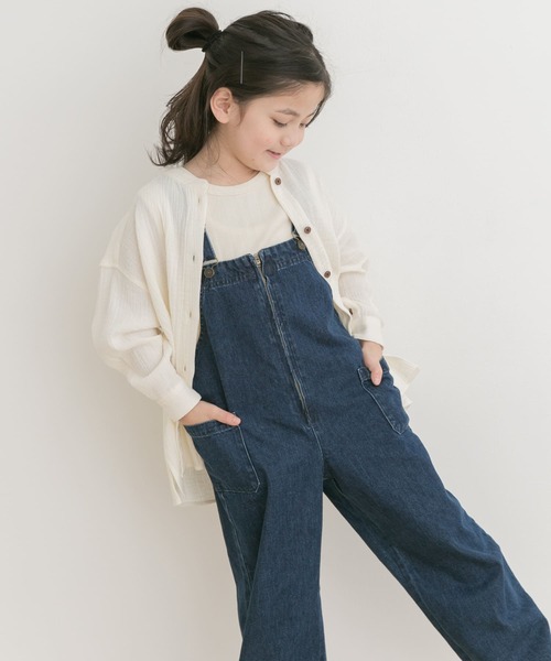 URBAN RESEARCH DOORS（アーバンリサーチドアーズ）の「Wガーゼルーズシャツ(KIDS)（シャツ/ブラウス・キッズ・ブルー/オフホワイト・120/105/135）」の4枚目の写真