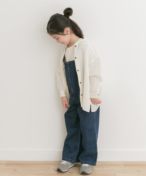 URBAN RESEARCH DOORS（アーバンリサーチドアーズ）の「Wガーゼルーズシャツ(KIDS)（シャツ/ブラウス・キッズ・ブルー/オフホワイト・120/105/135）」の7枚目の写真