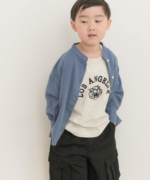 URBAN RESEARCH DOORS（アーバンリサーチドアーズ）の「Wガーゼルーズシャツ(KIDS)（シャツ/ブラウス・キッズ・ブルー/オフホワイト・120/105/135）」の10枚目の写真