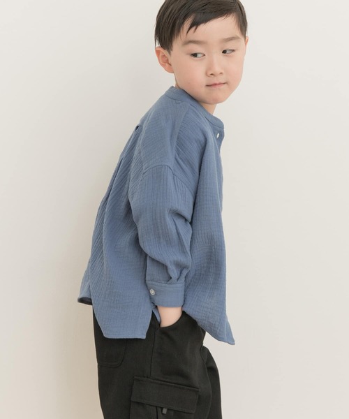 URBAN RESEARCH DOORS（アーバンリサーチドアーズ）の「Wガーゼルーズシャツ(KIDS)（シャツ/ブラウス・キッズ・ブルー/オフホワイト・120/105/135）」の11枚目の写真