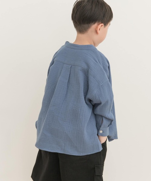 URBAN RESEARCH DOORS（アーバンリサーチドアーズ）の「Wガーゼルーズシャツ(KIDS)（シャツ/ブラウス・キッズ・ブルー/オフホワイト・120/105/135）」の12枚目の写真