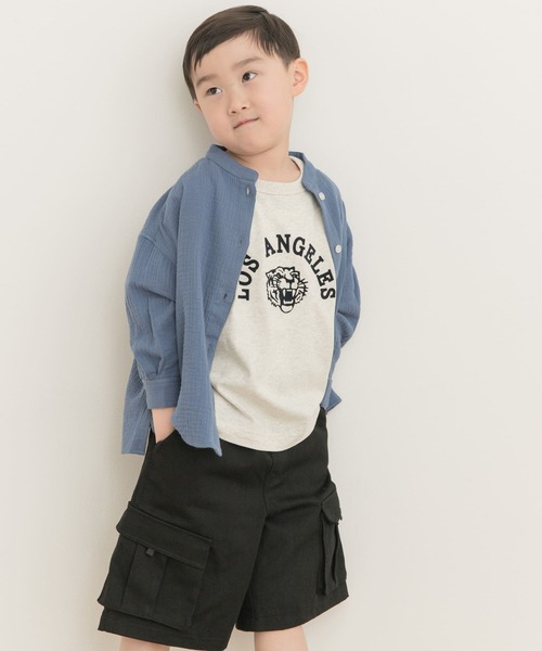URBAN RESEARCH DOORS（アーバンリサーチドアーズ）の「Wガーゼルーズシャツ(KIDS)（シャツ/ブラウス・キッズ・ブルー/オフホワイト・120/105/135）」の13枚目の写真