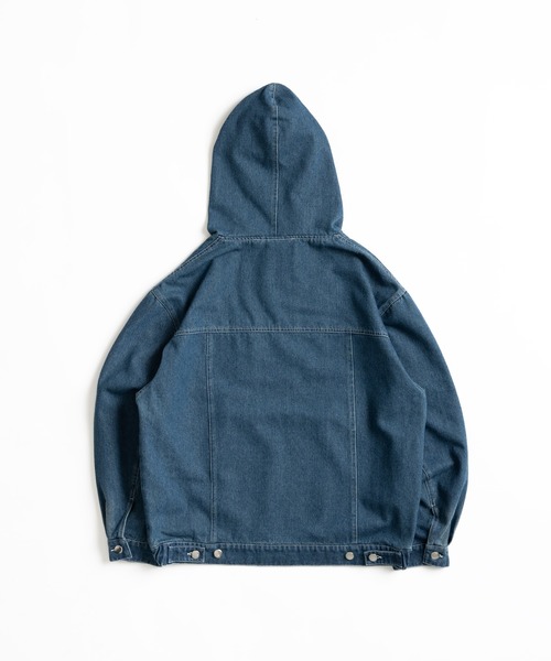 WISH FOR EVER(ウィッシュフォーエバー)の「OVER DYE DENIM HOODIE /オーバーダイデニムフーディ(パーカー・メンズ・インディゴブルー/ブラック・MEDIUM/LARGE)」の6枚目の写真