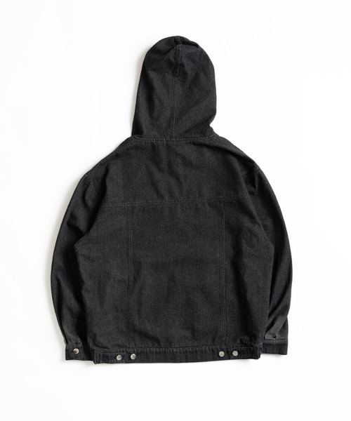 WISH FOR EVER(ウィッシュフォーエバー)の「OVER DYE DENIM HOODIE /オーバーダイデニムフーディ(パーカー・メンズ・インディゴブルー/ブラック・MEDIUM/LARGE)」の4枚目の写真