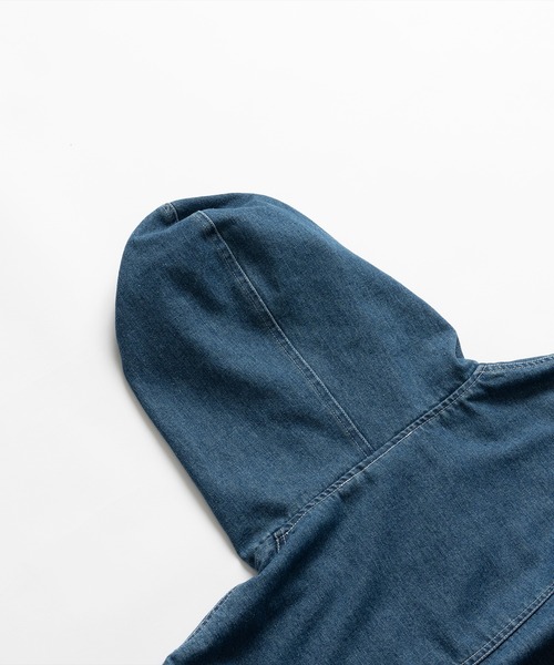 WISH FOR EVER(ウィッシュフォーエバー)の「OVER DYE DENIM HOODIE /オーバーダイデニムフーディ(パーカー・メンズ・インディゴブルー/ブラック・MEDIUM/LARGE)」の8枚目の写真