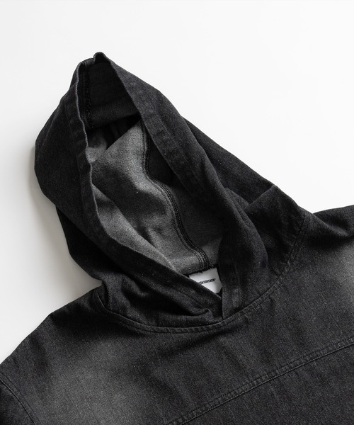 WISH FOR EVER(ウィッシュフォーエバー)の「OVER DYE DENIM HOODIE /オーバーダイデニムフーディ(パーカー・メンズ・インディゴブルー/ブラック・MEDIUM/LARGE)」の10枚目の写真