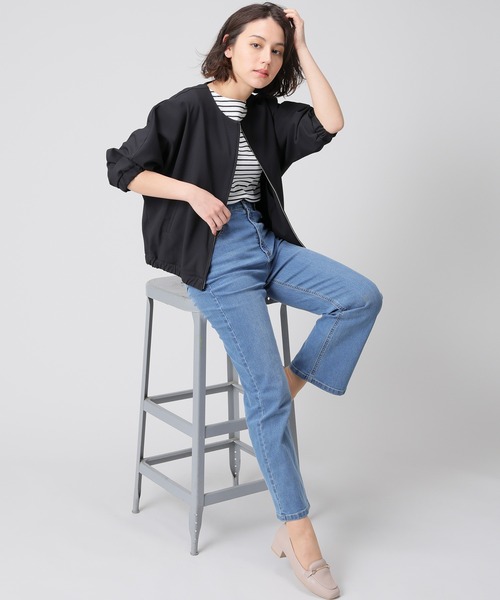 GLACIER lusso(グラシアルッソ)の「8分袖ドルマンブルゾン(ブルゾン・レディース・アイボリー/ブラック/カーキ/グレイッシュベージュ・S/M/L/LL)」の14枚目の写真