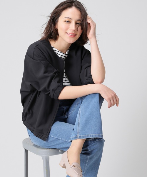 GLACIER lusso(グラシアルッソ)の「8分袖ドルマンブルゾン(ブルゾン・レディース・アイボリー/ブラック/カーキ/グレイッシュベージュ・S/M/L/LL)」の15枚目の写真