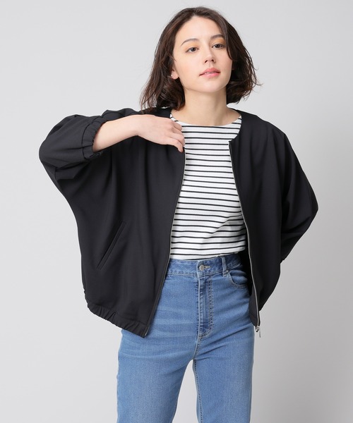 GLACIER lusso(グラシアルッソ)の「8分袖ドルマンブルゾン(ブルゾン・レディース・アイボリー/ブラック/カーキ/グレイッシュベージュ・S/M/L/LL)」の16枚目の写真