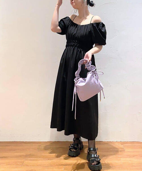 anuans オフショルダーボリュームスリーブワンピース アニュアンス anuans オフショルダーボリュームスリーブ