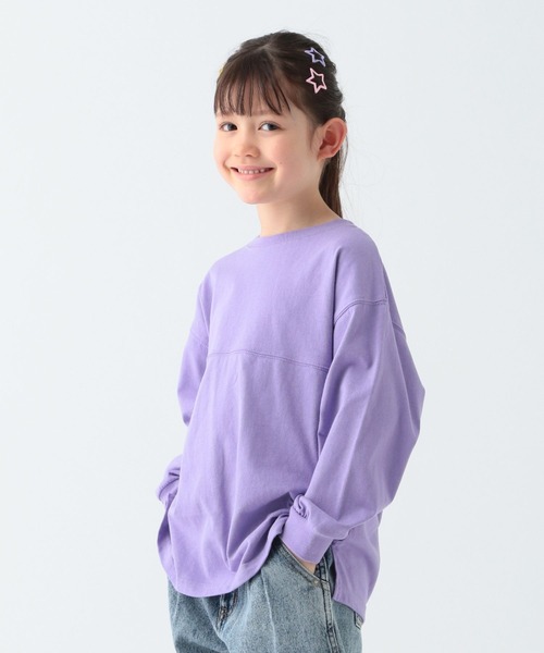 BAYFLOW（ベイフロー）の「[プチプラ★\1791］新色入荷!!ベーシックBIG TEE（KIDS）（Tシャツ/カットソー・キッズ・パープル/オフホワイト/チャコール/ナチュラル/グリーン/ブルー/ブラック/レッド・120cm/130cm/140cm/110cm/150cm）」の7枚目の写真