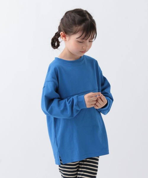 BAYFLOW（ベイフロー）の「[プチプラ★\1791］新色入荷!!ベーシックBIG TEE（KIDS）（Tシャツ/カットソー・キッズ・パープル/オフホワイト/チャコール/ナチュラル/グリーン/ブルー/ブラック/レッド・120cm/130cm/140cm/110cm/150cm）」の6枚目の写真
