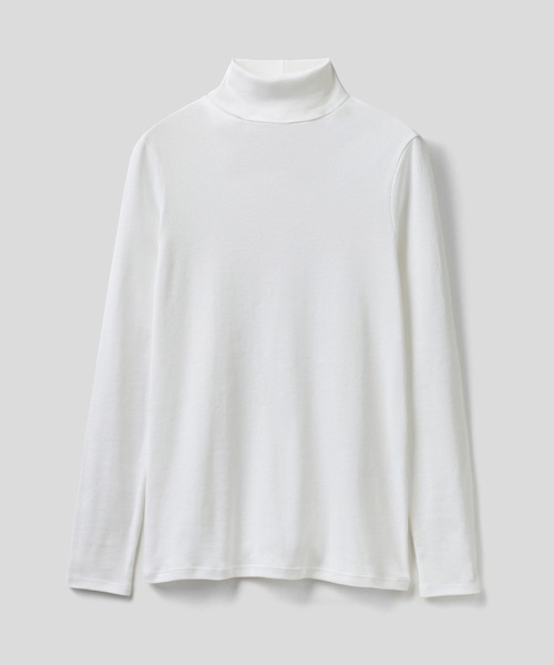 BENETTON (UNITED COLORS OF BENETTON)(ベネトンユナイテッドカラーズオブベネトン)の「ブランドロゴ刺繍入りモックネック長袖カットソー(Tシャツ/カットソー・レディース・ブラック/ネイビー/ホワイト・SMALL/X-SMALL)」の6枚目の写真