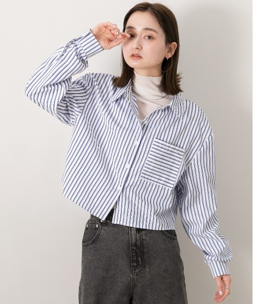 ad thie(アドティエ)の「ポケット付き ストライプ ショート丈シャツ(シャツ/ブラウス・レディース・ホワイト×ブルー/ホワイト×レッド/ホワイト×ネイビー/サックスブルー系・FREE)」の15枚目の写真
