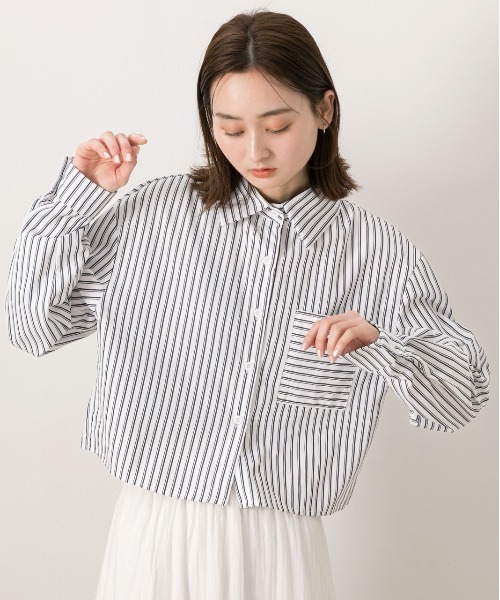 ad thie(アドティエ)の「ポケット付き ストライプ ショート丈シャツ(シャツ/ブラウス・レディース・ホワイト×ブルー/ホワイト×レッド/ホワイト×ネイビー/サックスブルー系・FREE)」の17枚目の写真